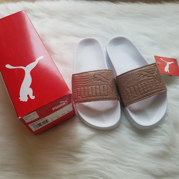 Puma Leadcat Copper Rose Puma White Slides 6.5 - Picture 4 of 4